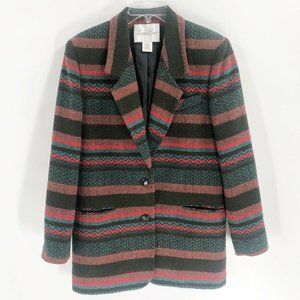 Vintage Lawrence Bruce Oversized Wool Printed Blazer Sz 10 T